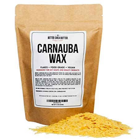 Organic Carnauba Wax Flakes 1 LB - Food Grade, Vegan - Use for Wood Finish, Leather, Vegan Skin Care Ingredient - by Better Shea Butter