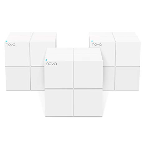 Tenda Nova MW6(3-Pack) Whole Home Mesh Router WiFi System Coverage up to 6,000 sq. ft, Plug and Play, Works with Alexa,Parental Controls,2 Gigabit Ports/Unit