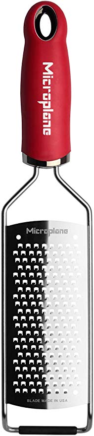 Microplane Gourmet Series Coarse Cheese Grater - Stainless Frame- Made in USA Blade - Red