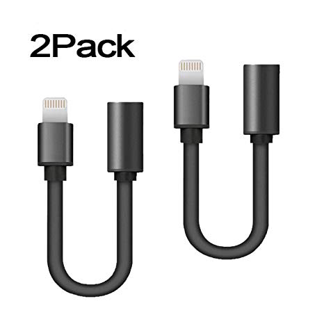 CaseyPop 2Pack Headphone Jack Adapter, Connecter to 3.5mm Audio Jack Compatible Phone 7/7 Plus, Only Compatible iOS 10.3 (Black)