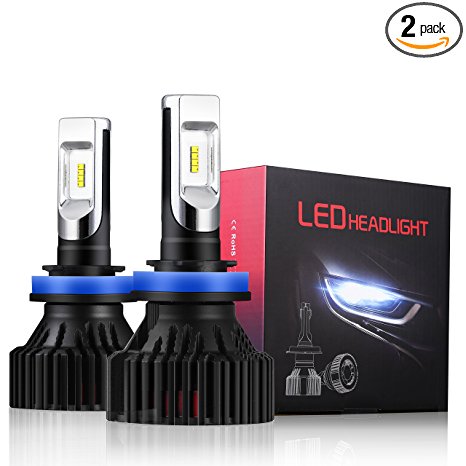 Alla Lighting UM-2018 Newest Version 8000 Lumens Extremely Super Bright Cool White High Power Mini H11 H8 H9 H11LL H8LL H9LL LED Headlight Bulb All-in-One Conversion Kits Headlamps Bulbs Lamps