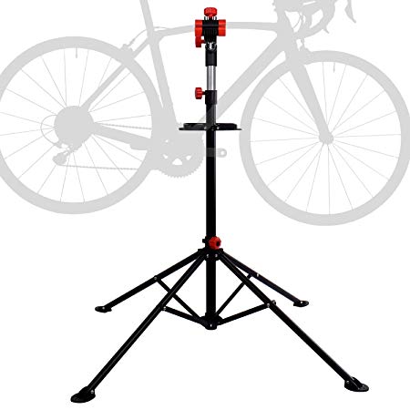 Hromee Portable Pro Mechanic Bike Repair Stand,Adjustable Height Bicycle Maintenance Rack Workstand With Tool Tray