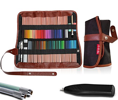 Premium Art Supplies Organizer Set | 72-Slot Colored Pencil Case   Electric Eraser   2 Pencil Extenders In Travel Pouch | Adult & Children Coloring Book Kit | BONUS: E-book (PENCILS NOT INCLUDED) &gt;&gt;