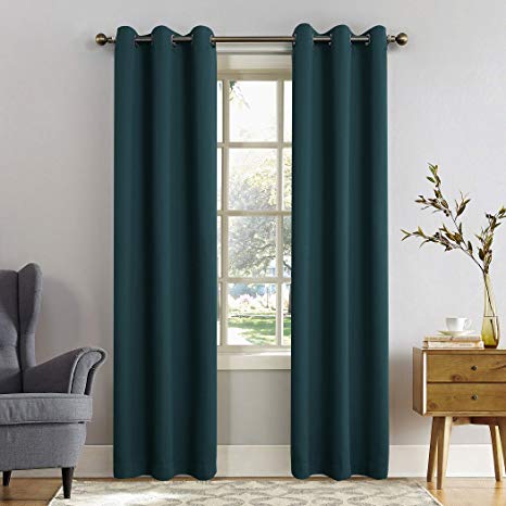 Sun Zero Easton Blackout Energy Efficient Grommet Curtain Panel, 40" x 84", Teal