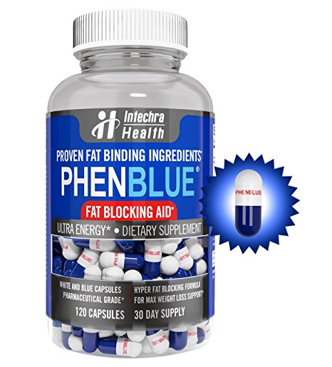 PHENBLUE® - Extreme Fat Blocker With Peak Energy Boost 120 Capsules - Pharmaceutical Grade Thermogenic Fat Burning Diet Pills Made in the USA