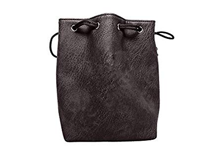 Black Leather Lite Large Dice Bag - Black Faux Leather Exterior with Lined Interior - Stands Up on its Own and Holds 400 16mm Polyhedral Dice