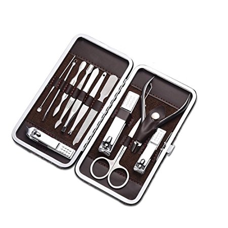 Aocare 12pcs Manicure Pedicure Kit Nail Scissors Nail Clippers Kit with Leather Case