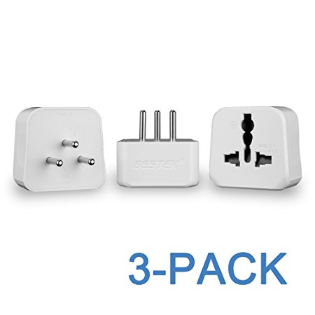 Israel Travel Adapter Kit, BESTEK AC Adapter Plug US to Israel with Universal USA UK EU AU ASIA 2 / 3 Prong Converter - Type H - 3 PACK