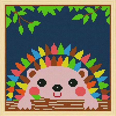 Colour Talk 5D Diamond Painting, Full Drill 5d Diamond Painting Kit for Kids Rhinestone Embroidery Cross Stitch Arts Craft, Cute Hedgehog 11x11 inches (Framed Canvas)