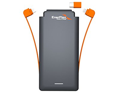 Enerplex 8000mah Power Bank With Built In Lightning Cable - Apple Mfi Certified Portable Charger - External Battery Pack - TWICE As FAST As Original iPhone Charger - Charges 3 Devices Simultaneously