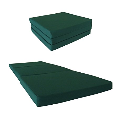 Brand New Green Shikibuton Trifold Foam Beds 3" Thick X 27" Wide X 75" Long, 1.8 lbs high density resilient white foam, Floor Foam Folding Mats.