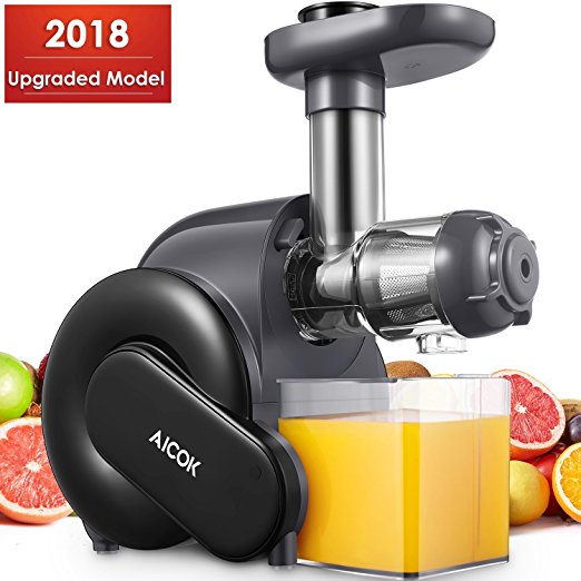 Juicer, Slow Masticating Juice Extractor with Reverse Function, Aicok Cold Press Juicer with Quiet Motor, Juice Jug and Brush for High Nutrient Juice, BPA Free