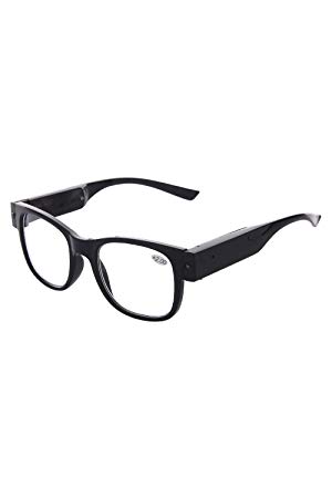 Tide USB Rechargeable Led Reading Glasses Smart Lighted Eyewear for Women Men (Black, 2.0X)