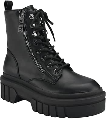 GUESS Womens Ferina Faux Leather Combat & Lace-up Boots Black 10 Medium (B,M)