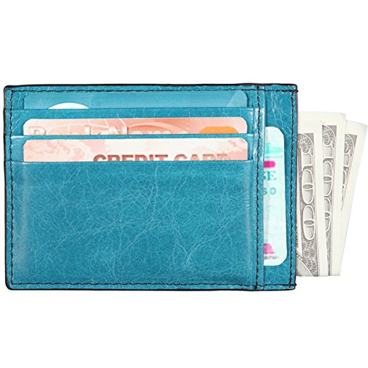 Banuce Women's Genuine Leather Slim Credit Card Case Wallet