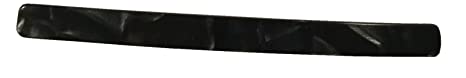 French Amie Long and Thin Handmade Celluloid Black Hair Clip Barrette - 4 Inches (Black Nycra)