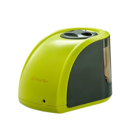 ProAid Electric Pencil Sharpener with 2 Different Sizes of Holes, Both Electronic and Battery Operated,Green