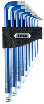 Titan Tools 12714 9-Piece Extra-Long Arm Ball Tip Metric Hex Key Set