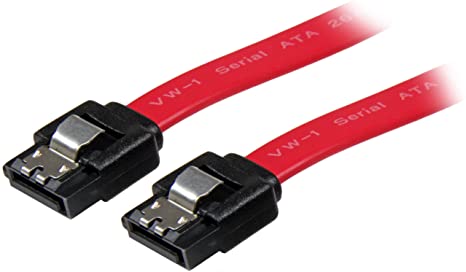 StarTech.com 12in Latching SATA Cable - SATA cable - Serial ATA 150/300/600 - SATA (R) to SATA (R) - 1 ft - latched - red - LSATA12