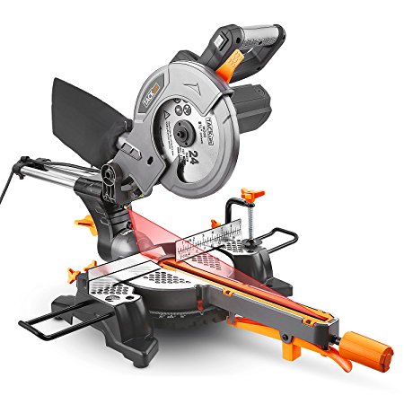 Miter Saw 7-1/4’’, 12.5Amp, Tacklife Compound Miter Saw 11.8’’ Stroke Length with Laser, Lightweight Aluminum Guard - PMS01X