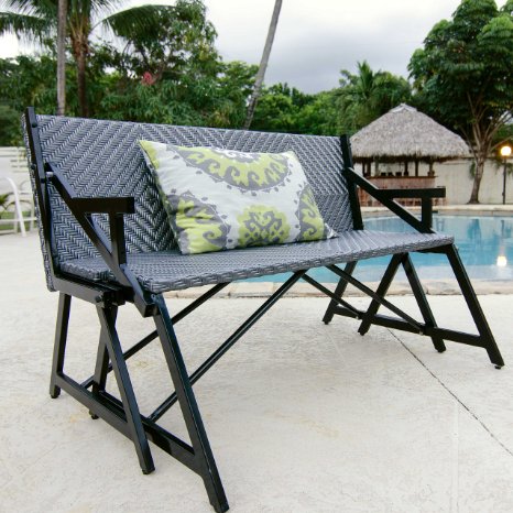 Matrix Vero Grey Synthetic Rattan Outdoor Convertible Bench / Picnic Table