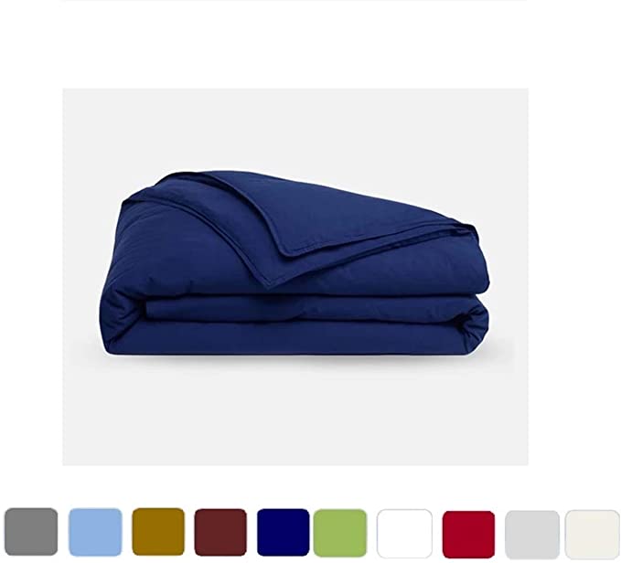 1 Piece Duvet Cover - Hotel Luxury Premium Bedding Set - Zipper Closer and Corner Ties in Comforter Cover - 500 TC 100% Cotton Material - Twin/Twin XL Size - Navy Blue Solid