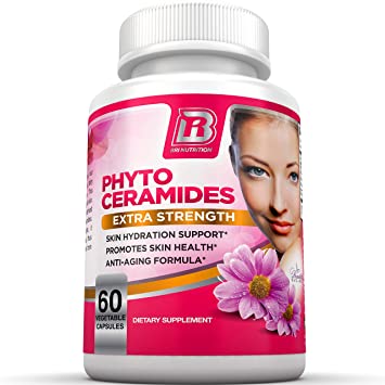 BRI Nutrition Phytoceramides - Natural Anti-Aging Skin & Hair Vitamins for Collagen Boost & Rejuvenation w Vitamins A   C   D   E - 350mg per Serving (1 Vegetable Cellulose Capsule) - 60 Count