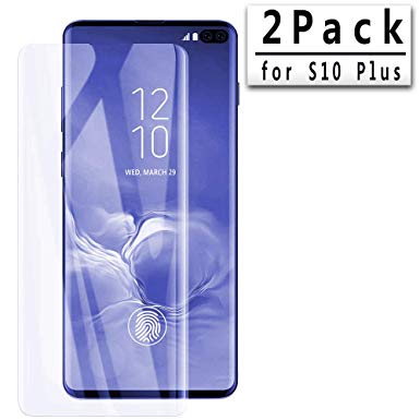 2 Pack Galaxy S10 Plus Screen Protector,Updated Version-Zone Support Fingerprint Unlock [No Bubbles][Case Friendly] Tempered Glass Screen Protector Compatible with Samsung Galaxy S10 Plus(Clear)