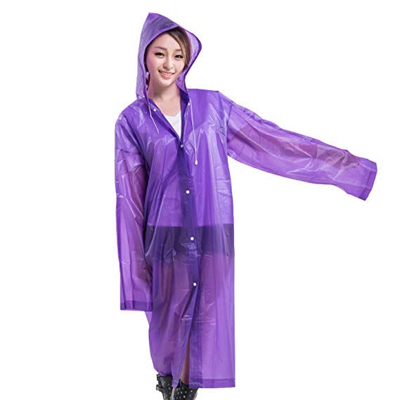 FindUWill Portable Waterproof Raincoat Rain Poncho with Hoods and Sleeves