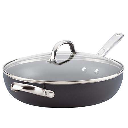 Farberware 22001 Buena Cocina Aluminum Nonstick Covered Deep Skillet, Small, Black