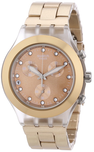 Swatch Men's SVCK4047AG Quartz Chronograph Date Plastic Rose-Gold Dial Watch