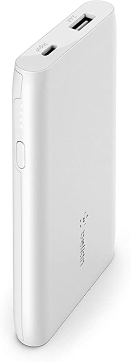 Belkin Boost Charge Power Bank 5K (Portable Charger with USB Port, 5000 mAh Capacity, Battery Pack for iPhone, AirPods, iPad, Samsung, Pixel, More) - White