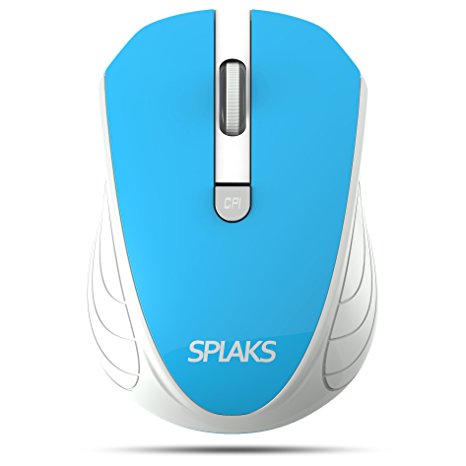 Wireless Mouse,Splaks 2.4Ghz Wireless Optical Mouse with Nano USB Receiver,4 Buttons, 3 Adjustable DPI Level (1000/1500/2000) - MS0808 Blue