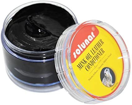 Solunar Mink Oil Leather Conditioner,Shoe Polish Cream,75g,Black,Nano-Tech|Softens|Cleaning|Color Restores|Mildew proof for Leather Jackets, Boots,Shoes,Couchs,Sofa,etc