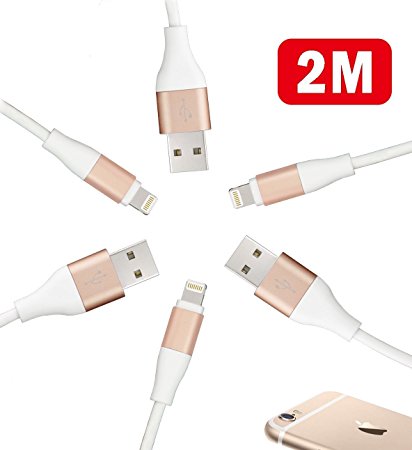 Cable charger iphone OTISA Lightning Cable 6Ft 3PCS, High-speed Durable Syncing and Charging Cable Cord for iPhone 7/7 Plus,6S Plus 6 Plus SE/5S/5C/5, iPad 2 3 4 Mini Air Pro, iPod (Gold)