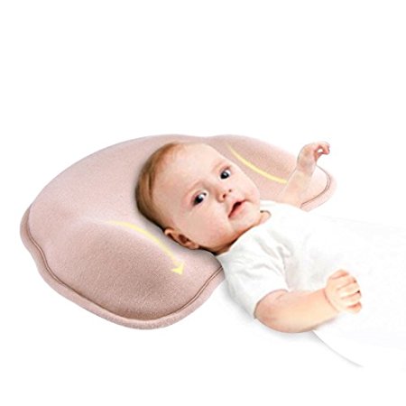 Newborn Baby Memory Pillow - Soft Protective Positioner Infant Pillow - Organic Cotton Shell,100% Cotton Pillowcase,a Good Sleeping Assistant for Baby! (khaki)