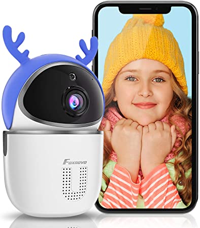 Baby Monitor Camera and Webcam 2 in 1, FOXNOVO 1080p WiFi Camera for Home Security Two Way Talk, Human & Motion Detection, Night Vision, Pet Camera Indoor Camera for Dog/Nanny/Elder, SD/Cloud Storage