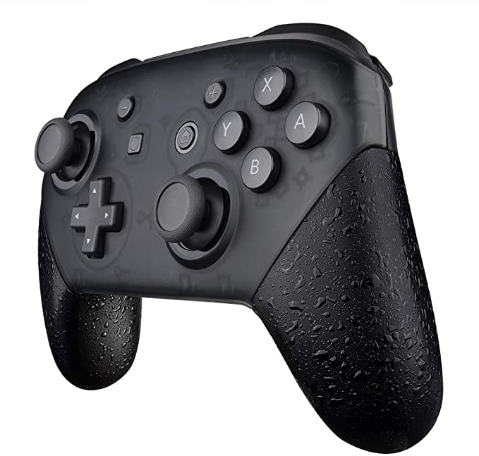 eXtremeRate Textured Black Replacement Handle Grips for Nintendo Switch Pro Controller, 3D Splashing DIY Hand Grip Shell for Nintendo Switch Pro - Controller NOT Included