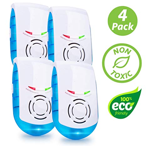 Livin' Well Ultrasonic Pest Repeller Plug in – Electronic Indoor Mouse, Rat, Spider, Mice and Rodent Repeller Plug in, LED Pest Repellent Plug in Device (4pk)