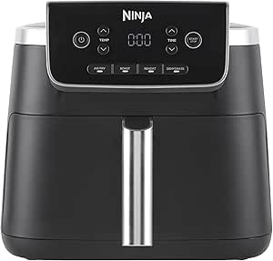 Ninja Air Fryer PRO 4.7L 1 Drawer 4-in-1 Oil Free Roast Heat Dehydrating Bake 1-2 Servings Frozen, Drawer, Nonstick Basket, 2000W, Black AF140EU