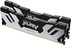 Kingston Fury Renegade DDR5 Silver/Black XMP 96GB 6000MT/s CL32 DIMM Desktop Gaming Memory (Kit of 2) - KF560C32RSK2-96