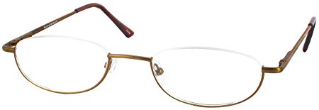 Clearview Single Vision Half Frame Reading Glasses, Antique Gold, 1.00
