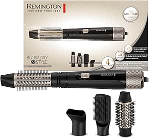 Remington Brosse Soufflante [Idéale Cheveux Longs] Blow Dry & Style (1000W, Température variable, Air Frais, Ionique, 2 brosses rondes 50 et 38mm, Brosse Lissage, Concentrateur) AS7500