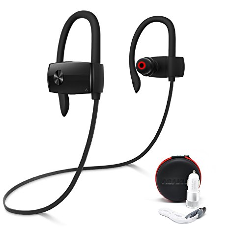 IPX7 Sweatproof Earphones, V4.1 Bluetooth Headphones, 8 Hours Battery Life Wireless Sport Headphones, for Gym Running, Noise Cancelling Earphones for Smartphones by ASAKUKI