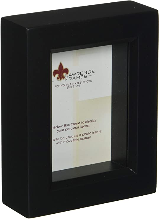 Lawrence Frames Black Wood Treasure Box Shadow Box Picture Frame, 2.5 by 3.5-Inch