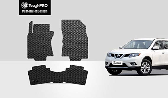 TOUGHPRO Floor Mat Accessories Set (Front Row   2nd Row) Compatible with Nissan Rogue - All Weather - Heavy Duty - (Made in USA) - Black Rubber - 2014, 2015, 2016, 2017, 2018, 2019, 2020