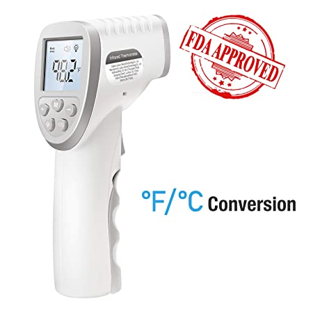 Forehead Thermometer for Adults Baby Kids, Non-Contact Medical Digital Infrared Forehead and Ear Thermometer for Fever, FDA Approved, Support Fahrenheit(Battery Included)