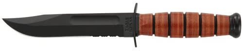 KA-BAR Short Kabar US Marine Corp Knife, Serrated, Leather Sheath