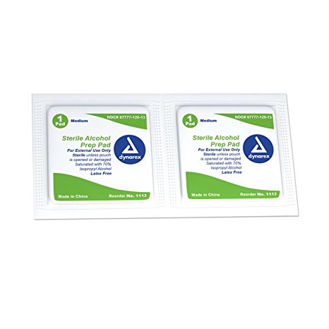 Dynarex 1113 Latex Free Sterile Alcohol Prep Pad 2 Boxes (Pack of 400)…