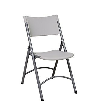 Office Star Resin Multi-Purpose Sqaured Folding Chair with Grey Accents, Set of 4